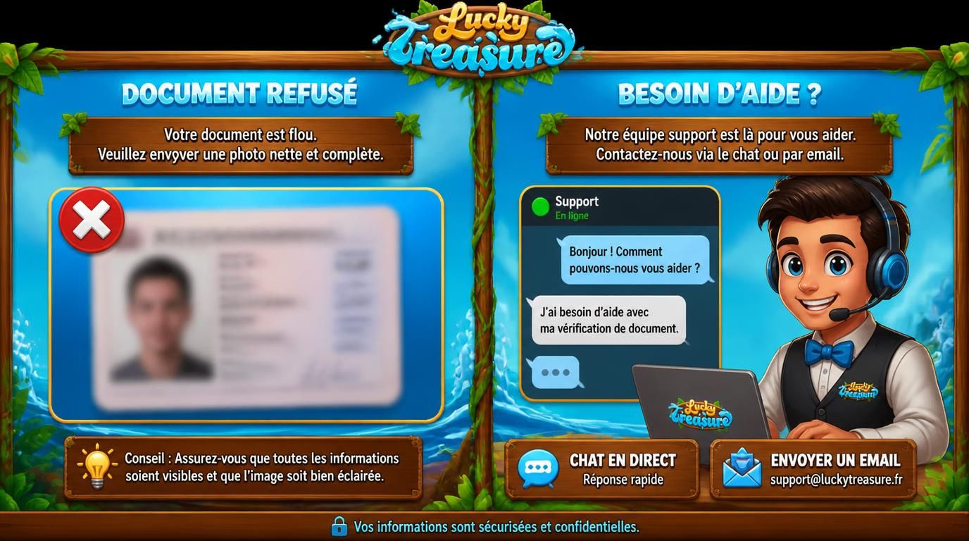 Deux images document rejeté et contact support